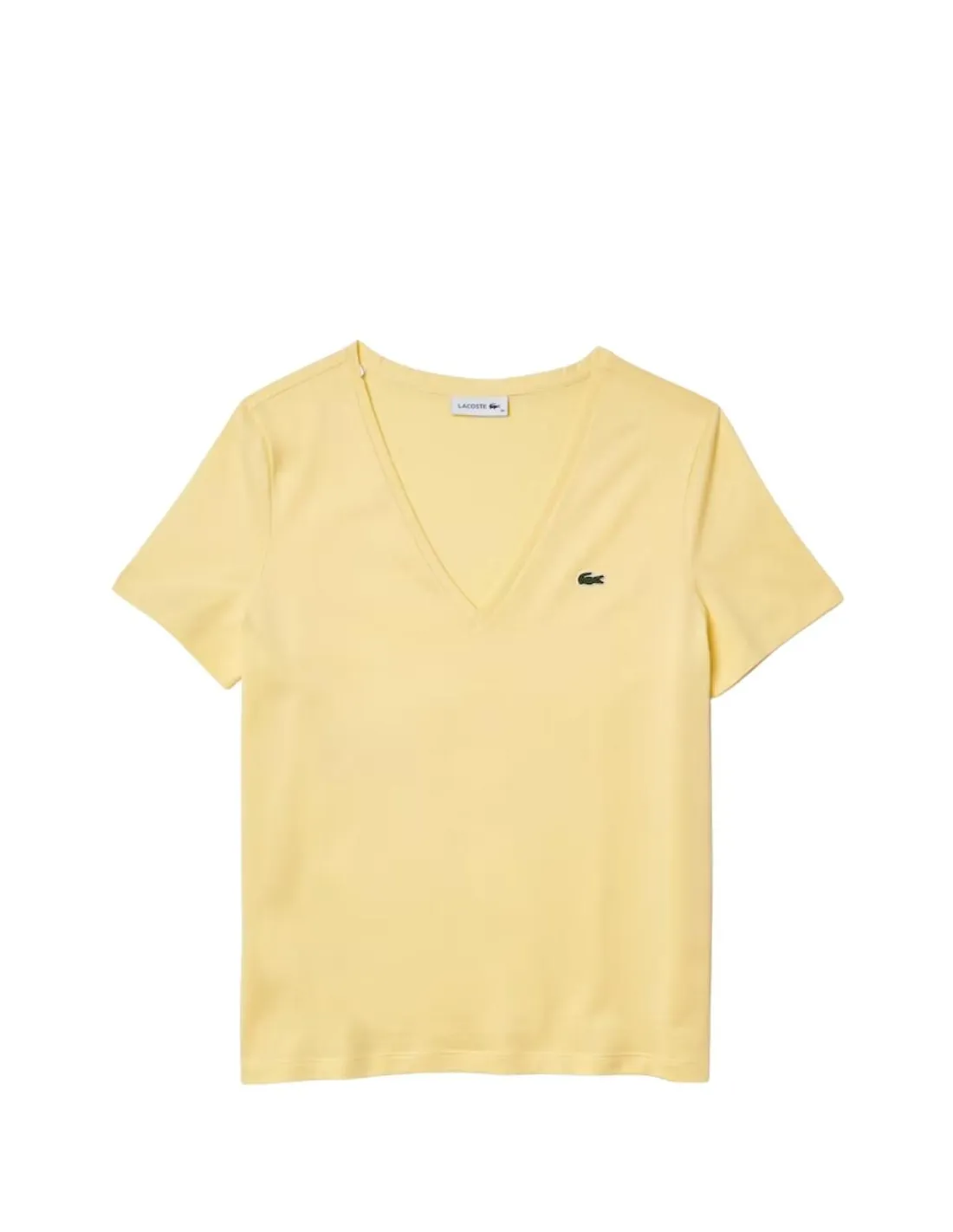 T shirt Lacoste Femme Col V Ref 54003 6XP Jaune